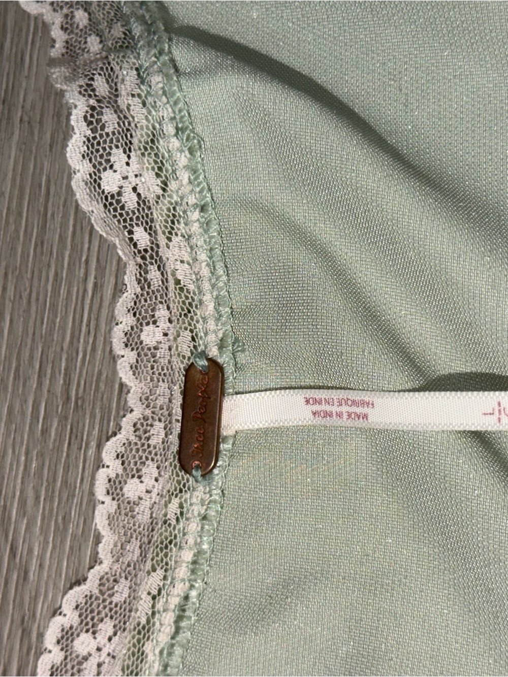 Free People Sage Green Velvet Blouse with Lace Trim - Picture 11 of 16